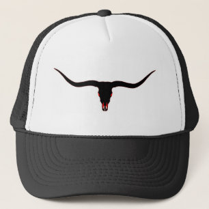 Longhorn Skull Black and Red Trucker Hat