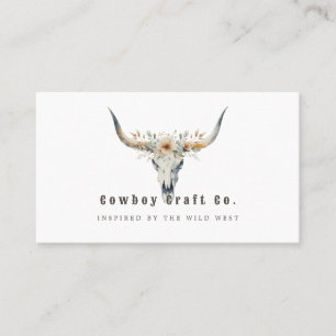 Longhorn skull western business card