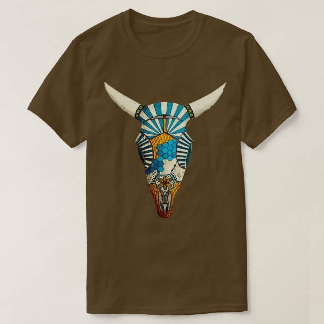 Longhorn skull with modern southwest design T-Shirt (Design Front)