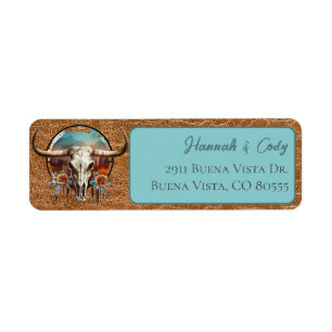 Longhorn Steer Medallion Address Label