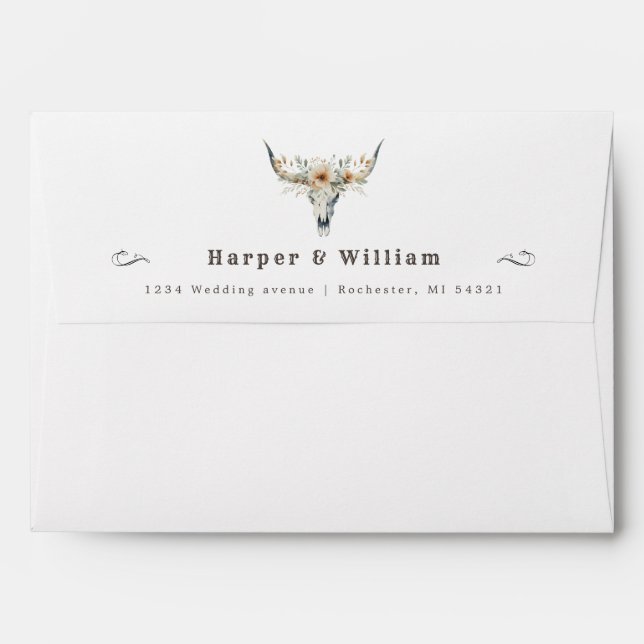 Longhorn wedding western font address wedding envelope (Back (Top Flap))