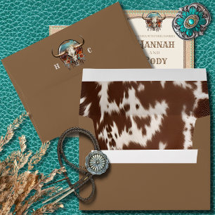 Longhorn Western Cowhide Wedding Inviter Enveloppe