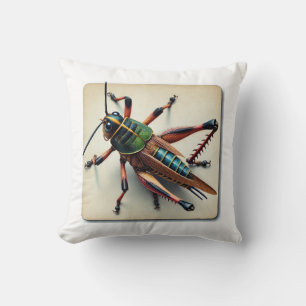 Longhorned Grasshopper Katydid 160724IREF102 - Wat Throw Pillow