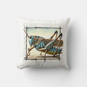 Longhorned Grasshopper Katydid 300724IREF241 - Wat Throw Pillow