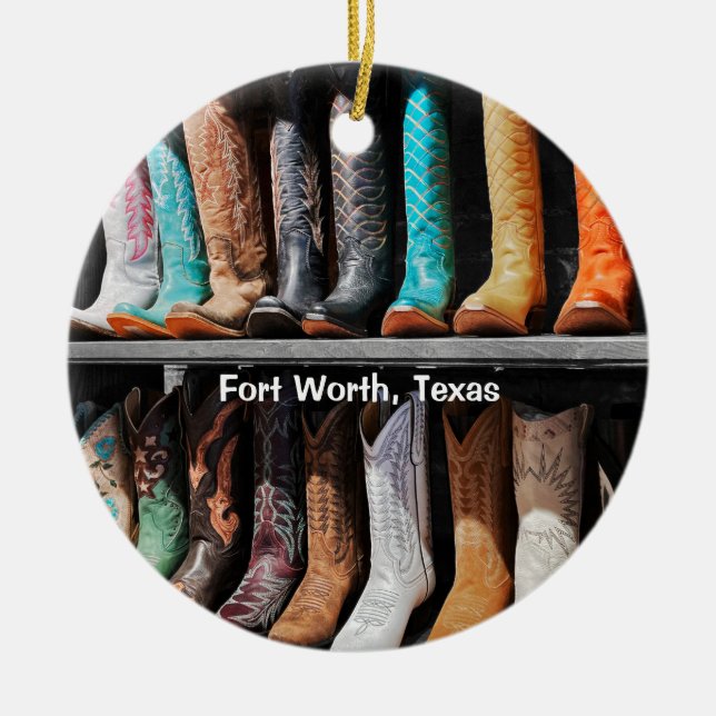 Longhorns and Boots, Texas Ceramic Ornament (Front)