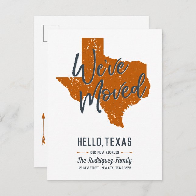 Longhorns Burnt Orange We've Moved - Texas Announcement Postcard (Front/Back)