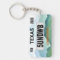 Longhorns license plate keychain