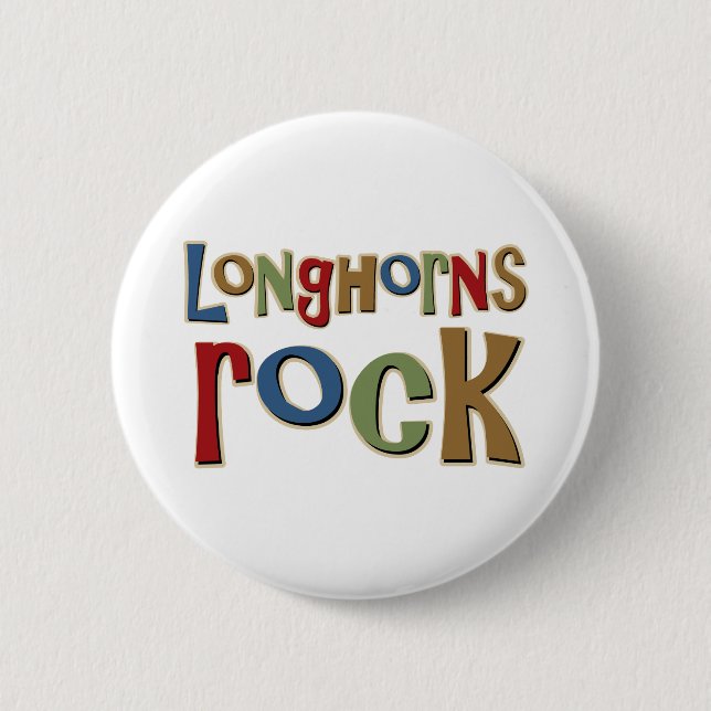 Longhorns Rock 2 Inch Round Button (Front)