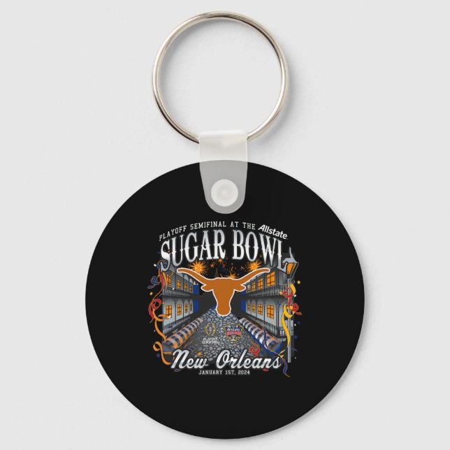 Longhorns Sugar Bowl 2024 Cfp Semi Football Nola  Keychain (Front)
