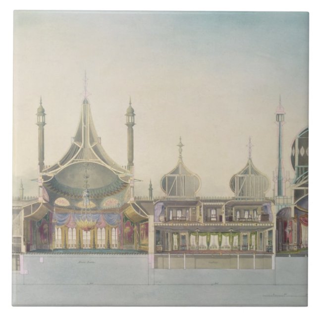 Longitudinal Section (L to R) Organ, Music Room, G Tile (Front)