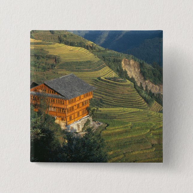 Longji, Guangxi Province, China 2 Inch Square Button (Front)