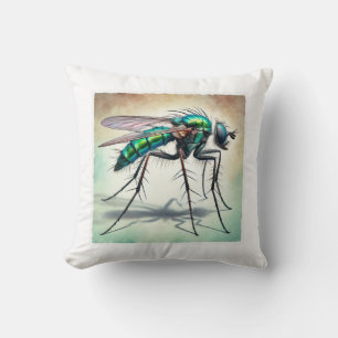 Longlegged fly 300824IREF241 - Watercolor Throw Pillow