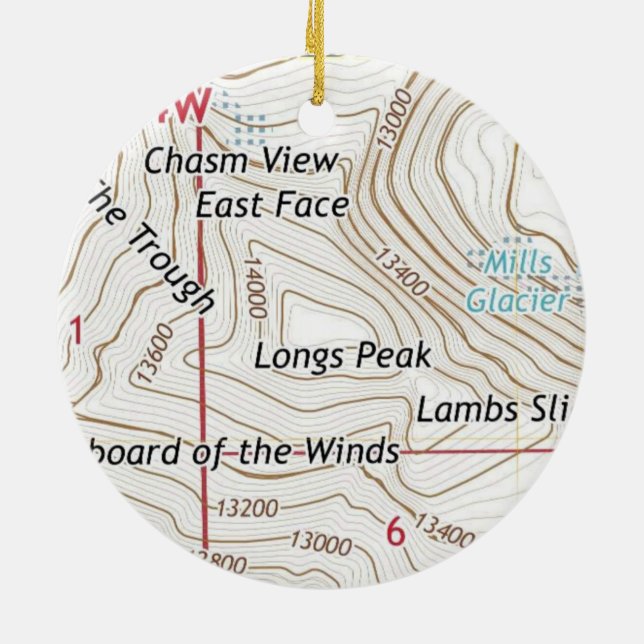Longs Peak Colorado Fourteener Ceramic Ornament (Back)