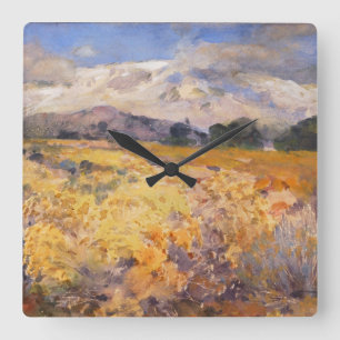 Long's Peak Colorado Watercolor Landscape Summer Square Wall Clock