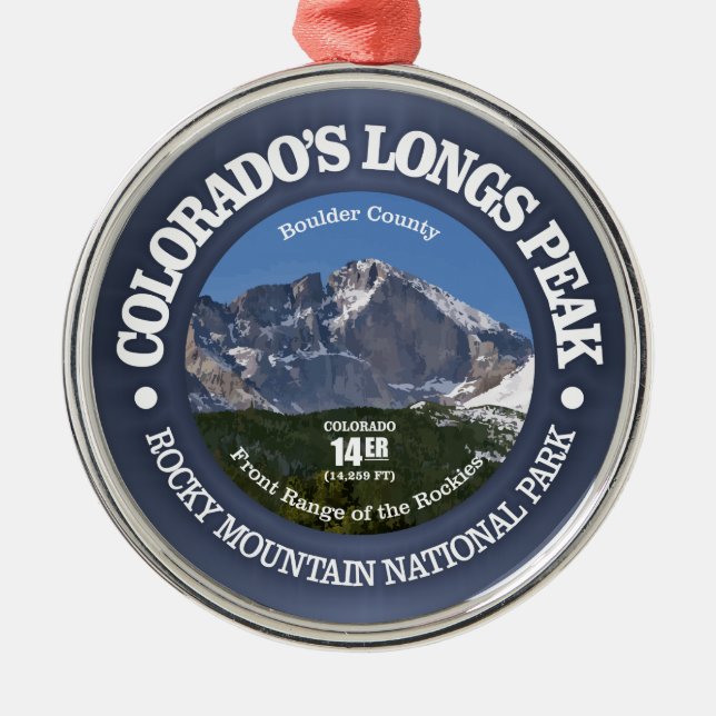 Longs Peak Metal Ornament (Front)