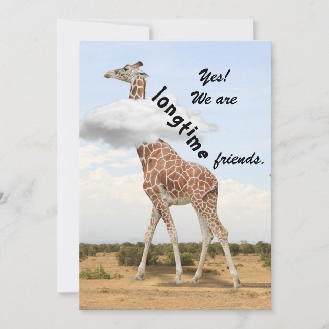 Longtime friends - with Giraffe photo Holiday Card (Front)