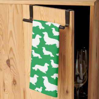 Longue Cheveux Dachshund Serviette de cuisine vert