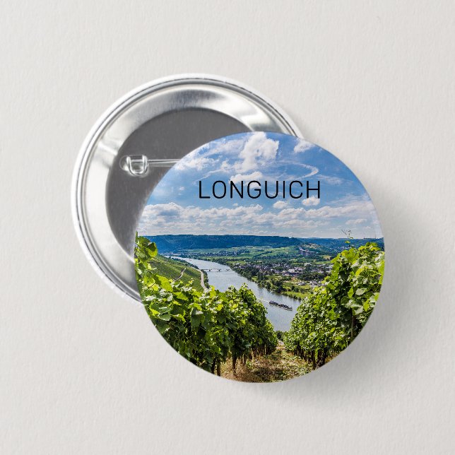 Longuich Moselle Vineyard Panorama Germany 2 Inch Round Button (Front & Back)