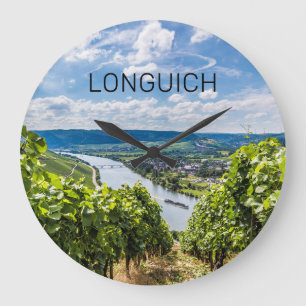 Longuich Moselle Vineyard Panorama Germany Large Clock