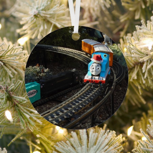 Longwood Garden Thomas the Tank Train scene Metal Ornament (Insitu)