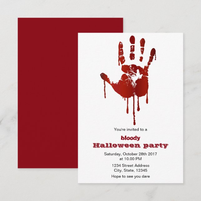 loody hand halloween invitation (Devant / Derrière)