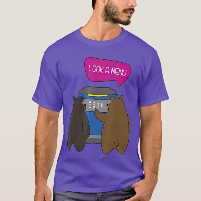 Look A Menu  Funny Bear Camping T-Shirt (Front)