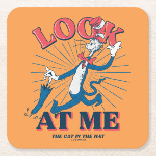 Look At Me Cat In The Hat Square Paper Coaster