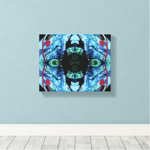 Look at Me Cyan Mirrored Abstract Pattern Canvas Print