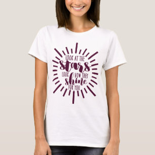 Look at the Stars Happy Motivational Typography T-Shirt