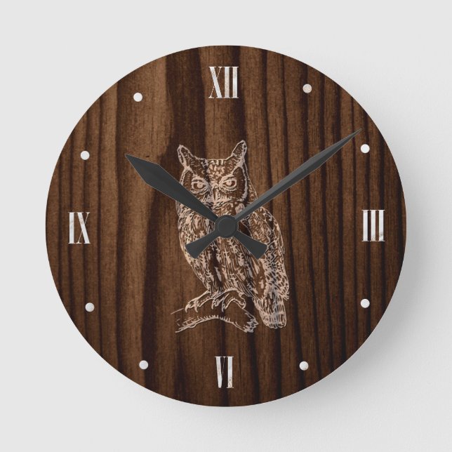 Look en bois avec horloge murale de hibou (Recto)