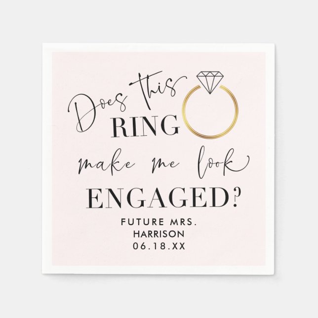 Look Engaged Future Mrs Pretty Blush Pink Ring Napkin (Front)