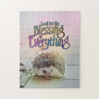 Look For The Blessing Hedgehog Motivational Quote Jigsaw Puzzle
