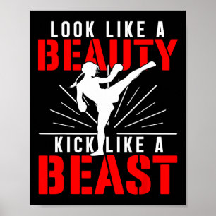 Look Like Beauty Kick Like Beast Kickboxer Athleti Poster
