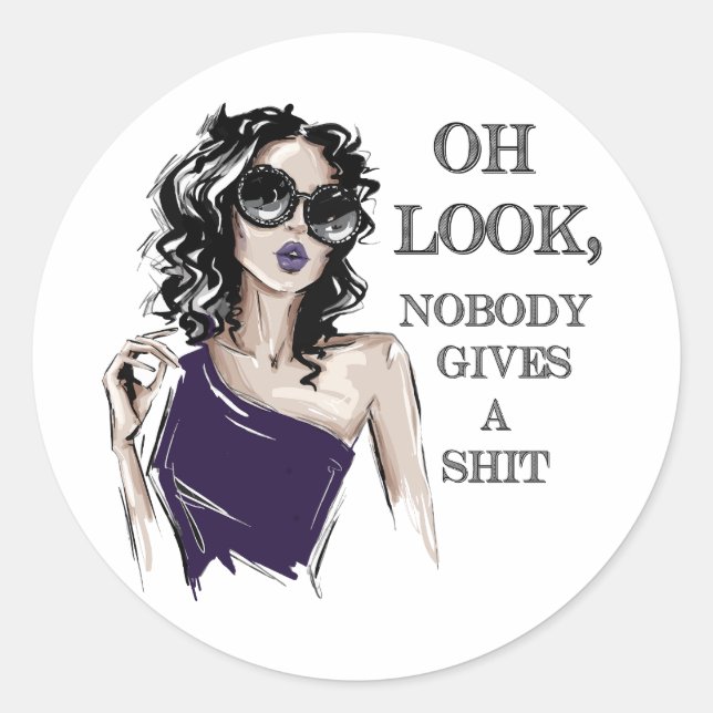 Look, No One Cares Classic Round Sticker (Front)