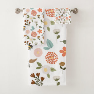 Look of Embroidery Bees and Flowers Bath Towel Set