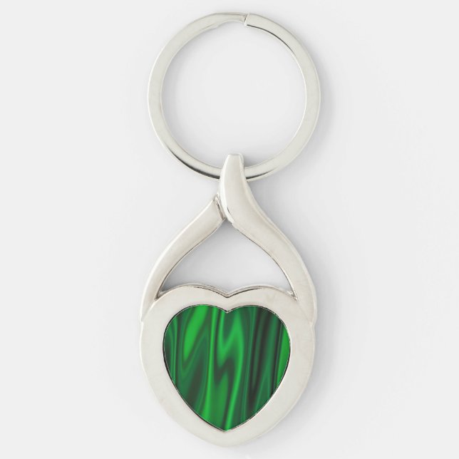 Look of Smooth 0f Emerald Green Satin Fabric Keychain (Front)