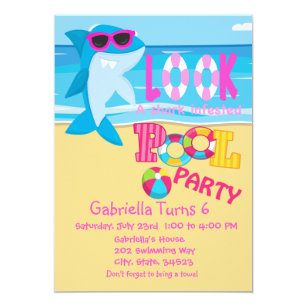 shark pool party invitations announcements zazzle ca