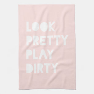 Look Pretty Funny Slogan Blush Pink Kitchen Towel