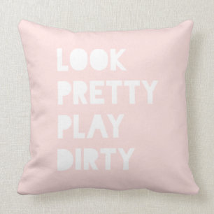 Look Pretty Funny Slogan Blush Pink Throw Pillow