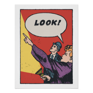 LOOK! The Thing in the Sky • Golden Era Comic Art Poster