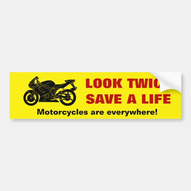 "Look Twice" Motorcycle Awareness Bumper Sticker (Front)