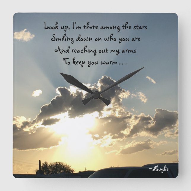 Look Up - a Tribute to a Loved One Square Wall Clock (Front)