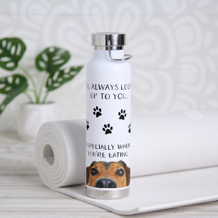 Look Up To You Funny Dog Water Bottle