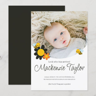 Look Who is Here New Baby Bee themed Announcement