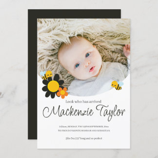 Look Who is Here New Baby Bee themed Announcement