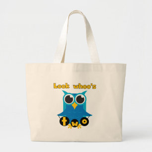 Look Whoo's 2 Birthday Tshirts and Gifts Large Tote Bag