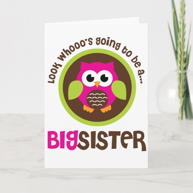 Look Whoos Going to be a Big Sister Owl Announcement (Front)