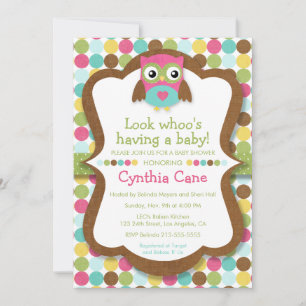 Look Whoo's Having a Baby - Owl Girl Baby Shower Invitation