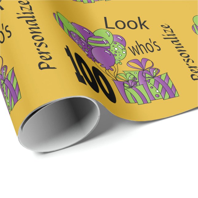 Look Who's 100 | Personalize Wrapping Paper (Roll Corner)