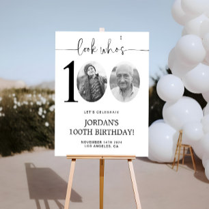 Look Who's 100 Photo 100th Birthday Welcome Poster